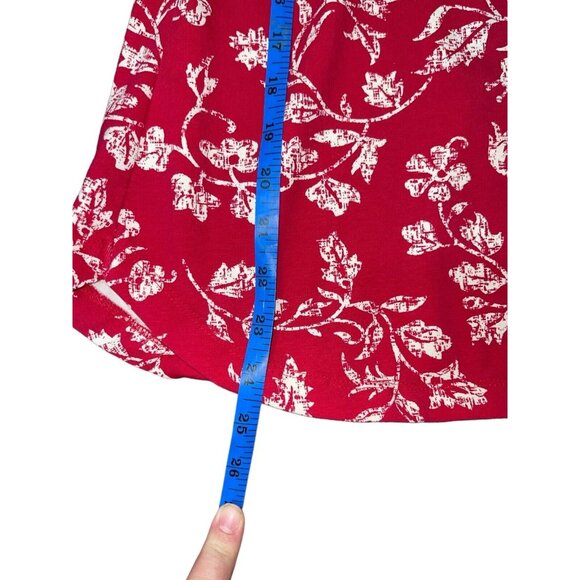 DENIM & COMPANY Women's XXS Red Floral Stretch Fabric Top - Picture 8 of 11